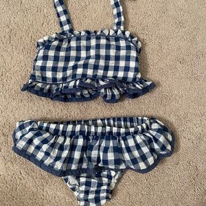 Navy White ruffle bikini